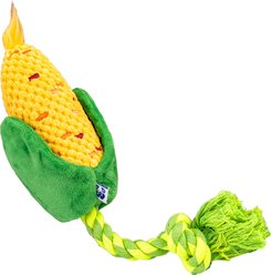 PAWTY TOYS Corn Tug Rope Crinkle Squeaky Plush Dog Toy