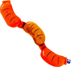 PAWTY TOYS Sausage with Treat Slot Squeaky Plush Dog Toy