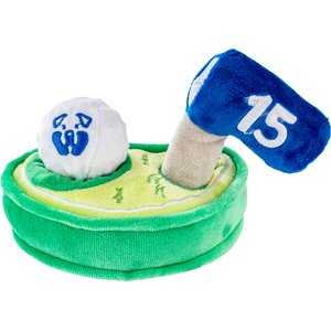PAWTY TOYS Golf Hole In One Green with Squeaky Bouncy Ball Dog Toy
