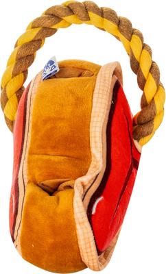 Show full view: PAWTY TOYS Steak Tug Rope with Treat Slot Squeaky Plush Dog Toy slide 3 of 5