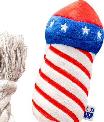 Show full view: PAWTY TOYS Fireworks Tug Rope Squeaky Plush Dog Toy slide 2 of 5