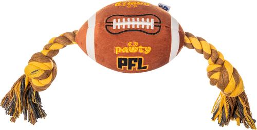 Show full view: PAWTY TOYS Football Tug Rope with Treat Slot Squeaky Plush Dog Toy slide 2 of 5