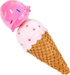 PAWTY TOYS Ice Cream Detachable with Treat Slot Squeaky Plush Dog Toy
