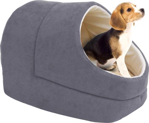 Show full view: Jespet Cave Covered Cat & Dog Bed, Gray slide 2 of 8