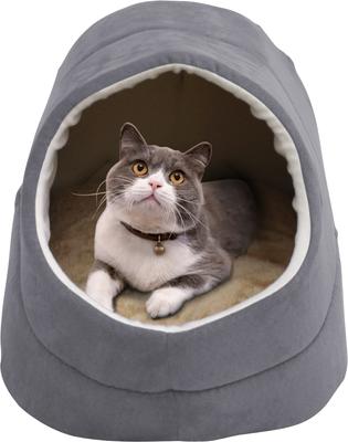 Show full view: Jespet Cave Covered Cat & Dog Bed, Gray slide 3 of 8