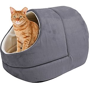 Jespet Cave Covered Cat & Dog Bed, Gray