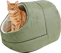 Jespet Cave Covered Cat & Dog Bed, Sage Green