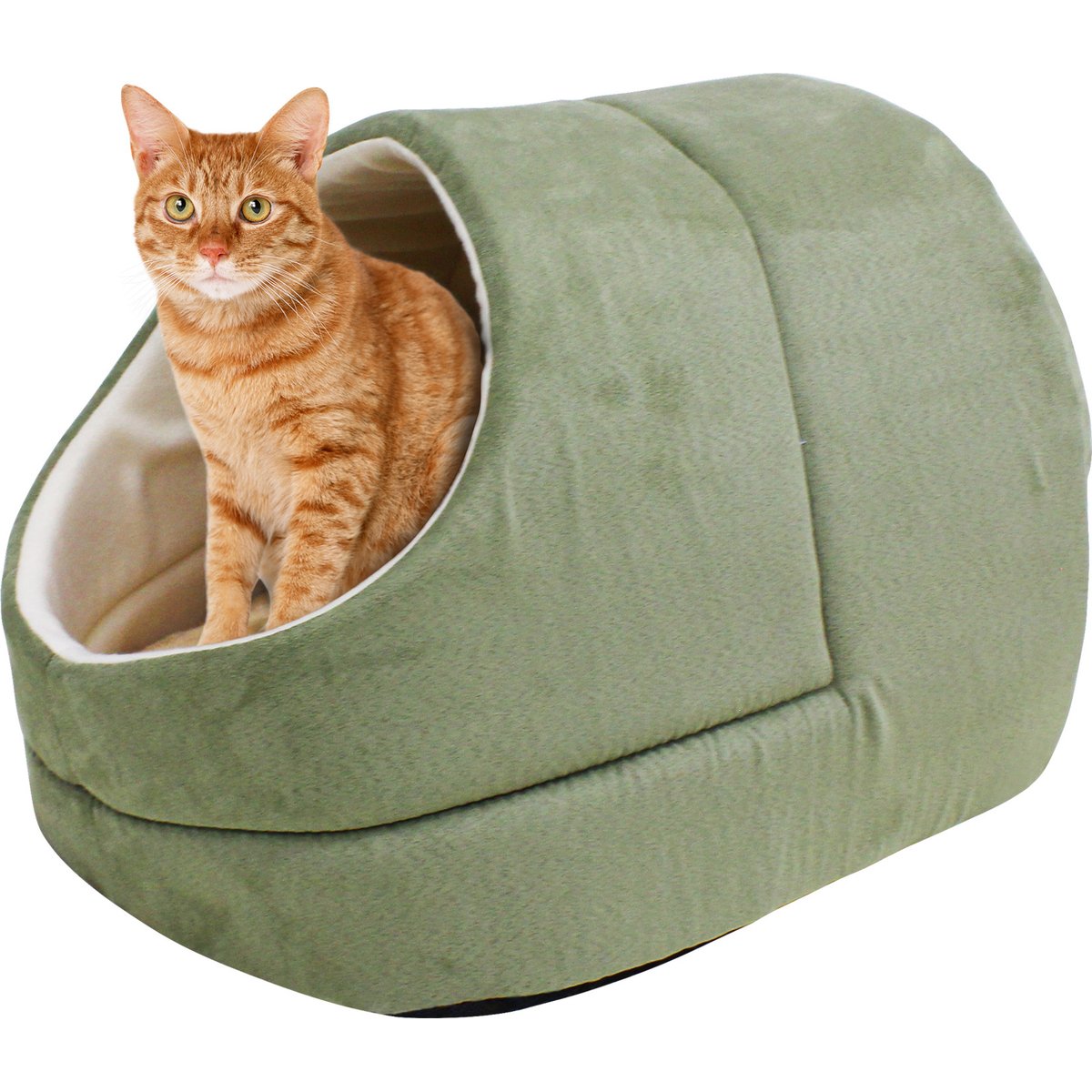 Jespet Cave Covered Cat & Dog Bed, Sage Green
