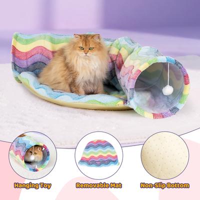 Show full view: Happy & Polly Crescent Moon Rainbow Striped Tunnel Cat Toy slide 7 of 9