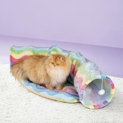 Show full view: Happy & Polly Crescent Moon Rainbow Striped Tunnel Cat Toy slide 2 of 9