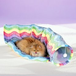 Happy & Polly Crescent Moon Rainbow Striped Tunnel Cat Toy
