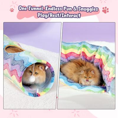 Show full view: Happy & Polly Crescent Moon Rainbow Striped Tunnel Cat Toy slide 5 of 9
