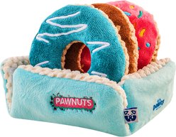 PAWTY TOYS Donuts Snuffle with Treat Slots Squeaky Plush Dog Toy