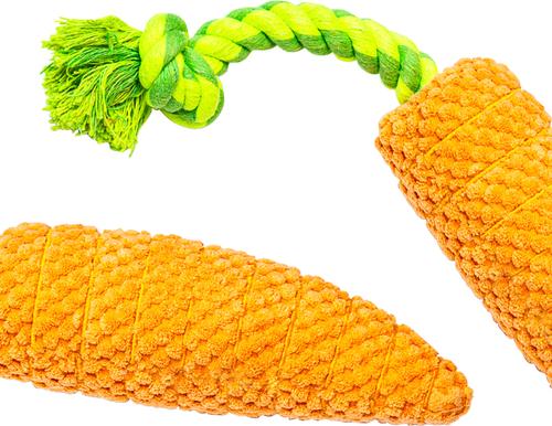 Show full view: PAWTY TOYS Carrot Tug Rope Squeaky Plush Dog Toy slide 6 of 6