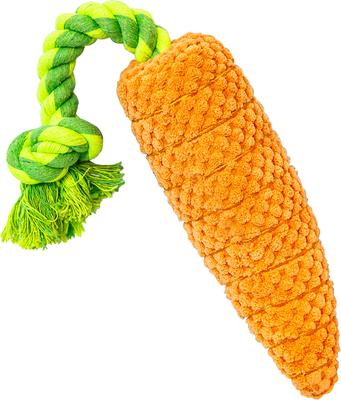 Show full view: PAWTY TOYS Carrot Tug Rope Squeaky Plush Dog Toy slide 2 of 6