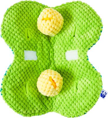 Show full view: PAWTY TOYS Pea Pod Snuffle Treat Slot Squeaky Plush Dog Toy with Detachable Balls slide 2 of 5