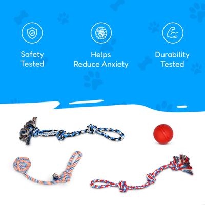Show full view: Pacific Pups Rescue 4-Piece Medium & Large Dog Rope & Ball Toy Set slide 4 of 10