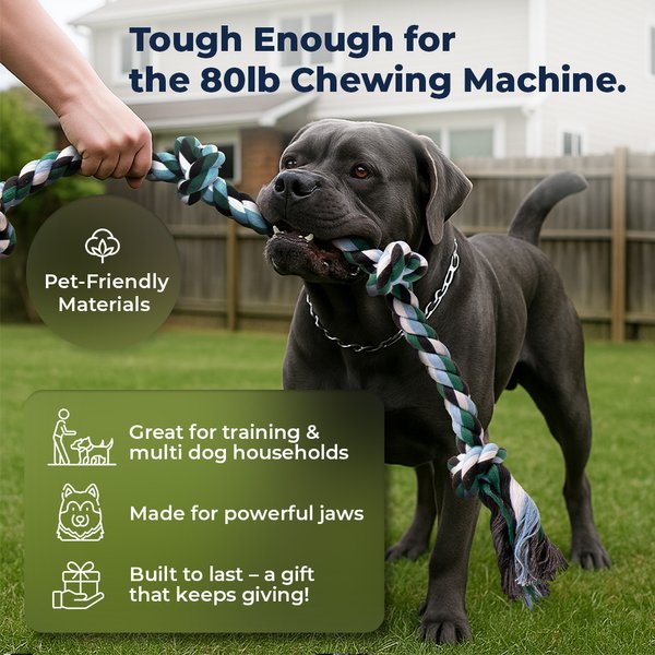 Show full view: Pacific Pups Rescue Knotted Tough Rope Tug Dog Toy, XX-Large, 1 count, Blue slide 7 of 10