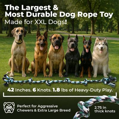 Show full view: Pacific Pups Rescue Knotted Tough Rope Tug Dog Toy, XX-Large, 1 count, Blue slide 2 of 10