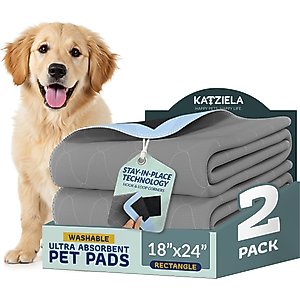 Katziela Ultra Strong Grip Washable Dog Pee Pads, 18 x 24-in, 2 count