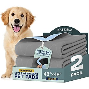 Katziela Ultra Strong Grip Washable Dog Pee Pads, 48 x 48-in, 2 count