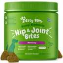 Zesty Paws Hemp Elements Hip & Joint Bites Chicken Flavored Soft Chews Glucosamine Supplement for Dogs, 90 count