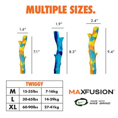 Show full view: Arlee Home & Pet Max Fusion Made with Nike Grind Twiggy Dog Chew Toy, Tie Dye - Yellow/Blue/Orange, Small slide 7 of 10