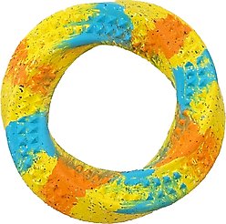 Arlee Home & Pet Max Fusion Made with Nike Grind Twisted Dog Chew Toy, Tie Dye - Yellow/Blue/Orange, Small