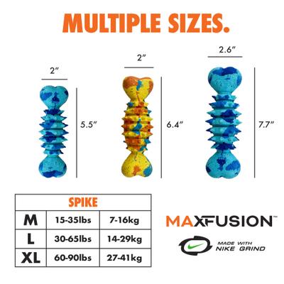 Show full view: Arlee Home & Pet Max Fusion Made with Nike Grind Spike Bone Dog Chew Toy, Tie Dye Purple/Blue, Small slide 7 of 10