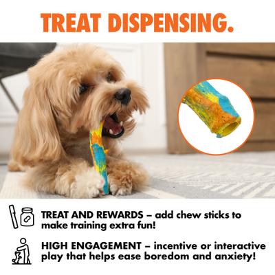 Show full view: Arlee Home & Pet Max Fusion Made with Nike Grind Twiggy Dog Chew Toy, Tie Dye - Yellow/Blue/Orange, Small slide 5 of 10