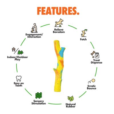 Show full view: Arlee Home & Pet Max Fusion Made with Nike Grind Twiggy Dog Chew Toy, Tie Dye - Yellow/Blue/Orange, Small slide 3 of 10