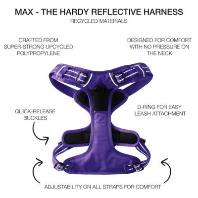 Show full view: Pet Passion Max Hardy Reflective Dog Harness, Purple, X-Large: 26 to 30-in chest slide 3 of 5