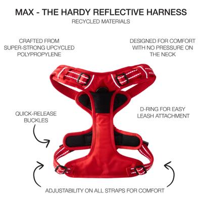 Show full view: Pet Passion Max Hardy Reflective Dog Harness, Red, X-Small: 12 to 15-in chest slide 3 of 5