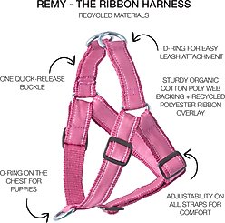 Pet Passion Remy Recycled Ribbon Dog Harness, Hot Pink, Small: 15 to 19-in chest slide 2 of 3