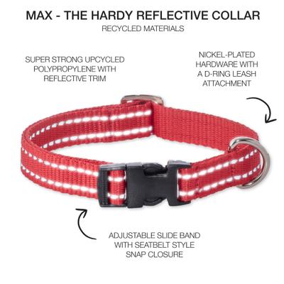 Show full view: Pet Passion Max Hardy Reflective Dog Collar, Red, Medium: 13 to 16-in neck, 3/4-in wide slide 3 of 5