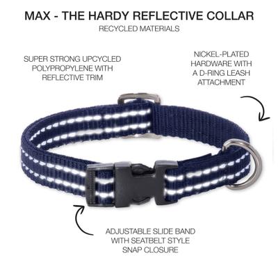 Show full view: Pet Passion Max Hardy Reflective Dog Collar, Navy, X-Large: 18 to 22-in neck, 1-in wide slide 2 of 4
