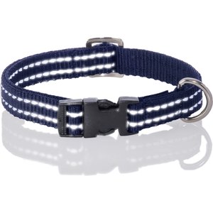 Pet Passion Max Hardy Reflective Dog Collar, Navy, X-Large: 18 to 22-in neck, 1-in wide
