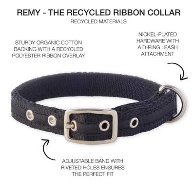 Show full view: Pet Passion Remy Recycled Ribbon Dog Collar, Black, X-Large: 18 to 22-in neck, 1-in wide slide 3 of 7