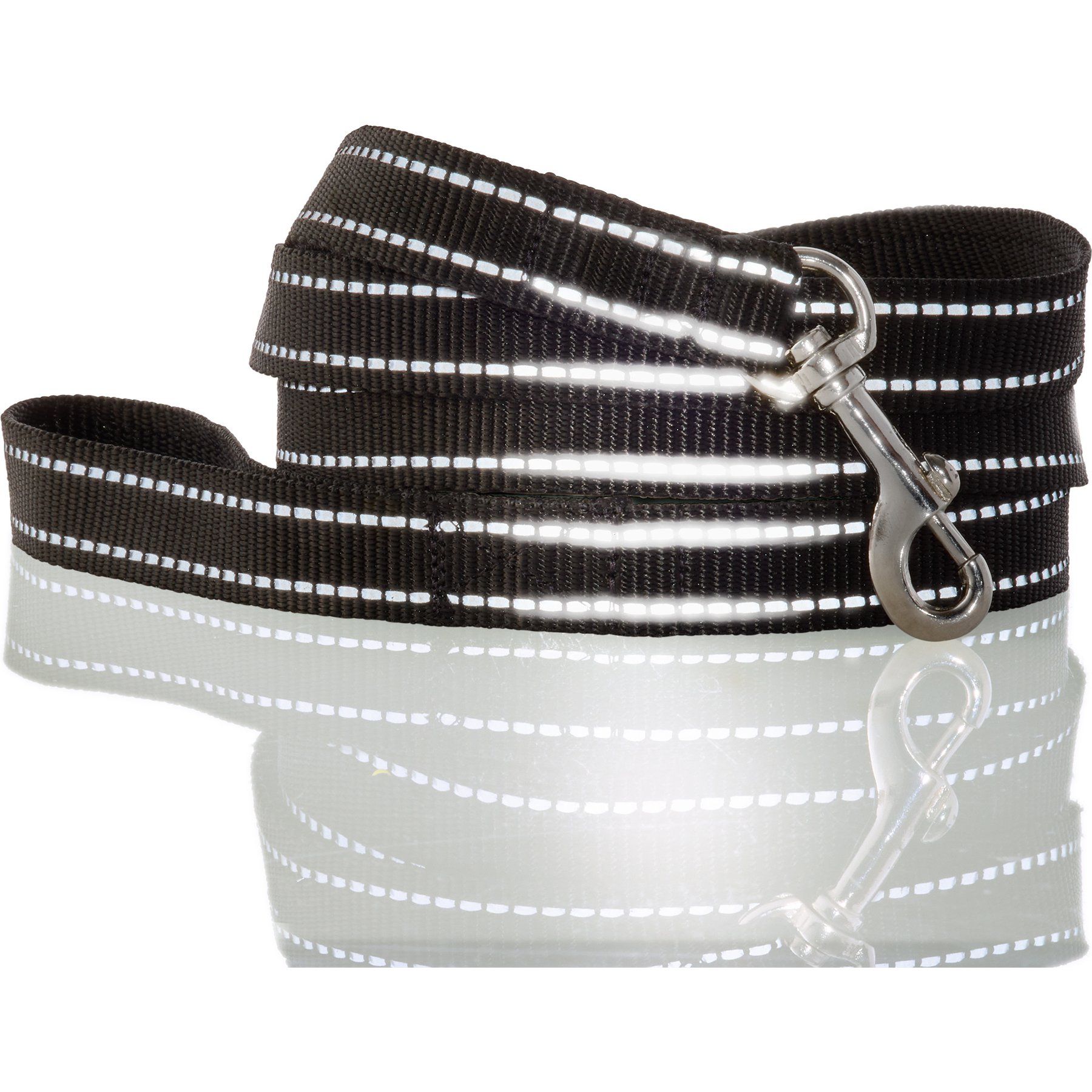 Pet Passion Max Hardy Reflective Dog Leash, 7-ft long, 1-in wide, Black