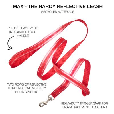 Show full view: Pet Passion Max Hardy Reflective Dog Leash, 7-ft long, 1-in wide, Red slide 2 of 4