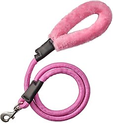 Pet Passion Piper Plush Sherpa Dog Leash, 5-ft long, 1-in wide, Pink