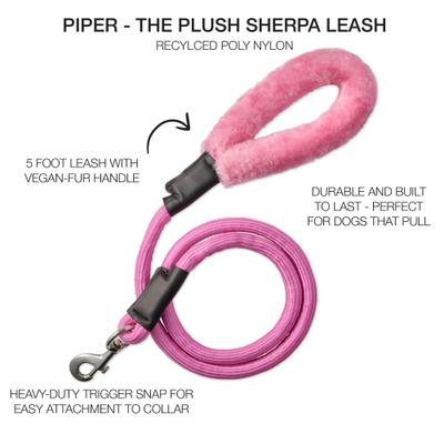 Show full view: Pet Passion Piper Plush Sherpa Dog Leash, 5-ft long, 1-in wide, Pink slide 3 of 5