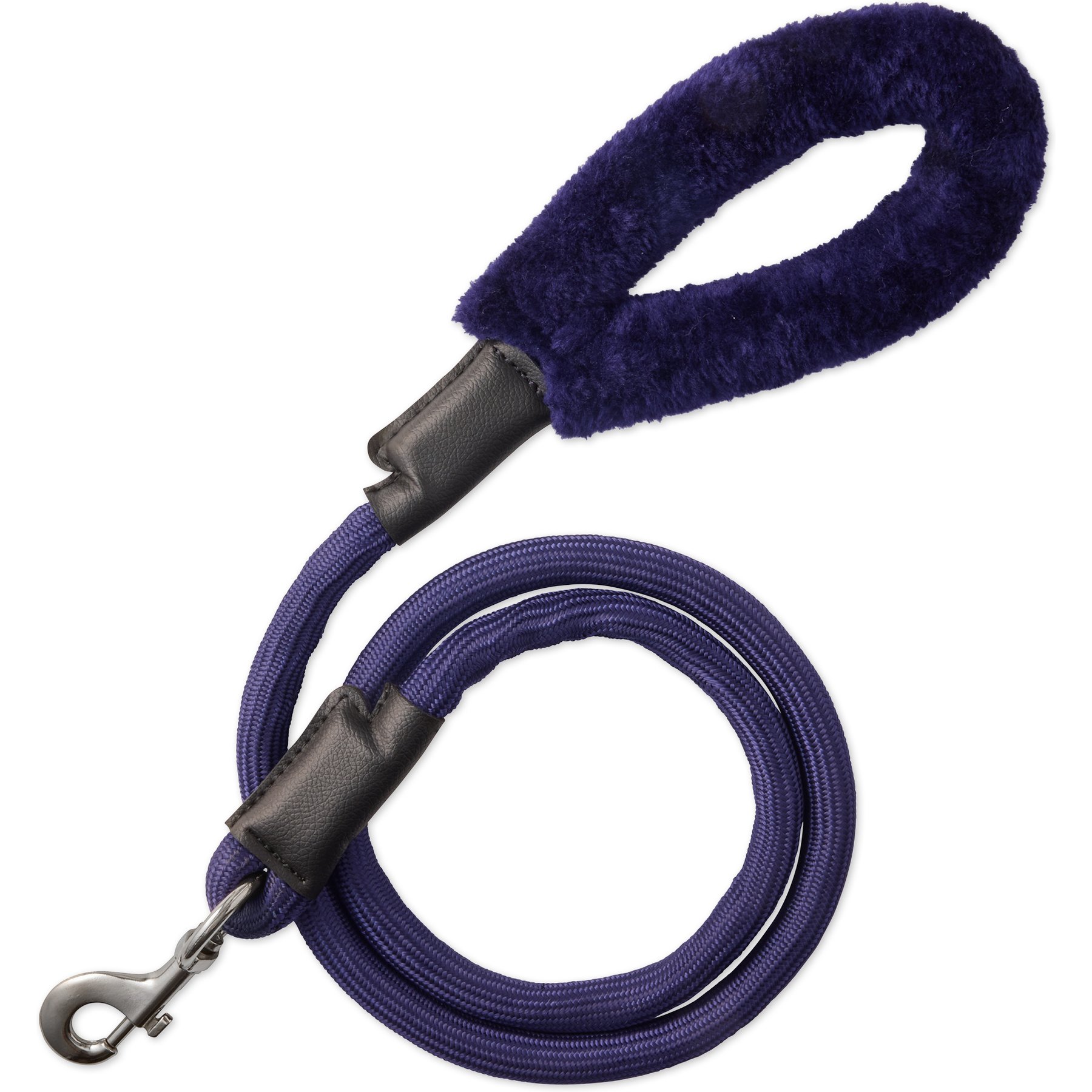 Pet Passion Piper Plush Sherpa Dog Leash, 5-ft long, 1-in wide, Navy