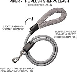 Pet Passion Piper Plush Sherpa Dog Leash, 5-ft long, 1-in wide, Silver Gray slide 2 of 4