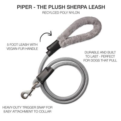 Show full view: Pet Passion Piper Plush Sherpa Dog Leash, 5-ft long, 1-in wide, Silver Gray slide 3 of 5