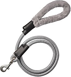 Pet Passion Piper Plush Sherpa Dog Leash, 5-ft long, 1-in wide, Silver Gray