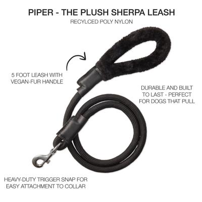 Show full view: Pet Passion Piper Plush Sherpa Dog Leash, 5-ft long, 1-in wide, Black slide 2 of 4