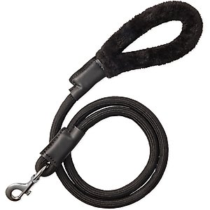 Pet Passion Piper Plush Sherpa Dog Leash, 5-ft long, 1-in wide, Black
