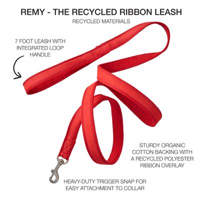 Show full view: Pet Passion Remy Recycled Ribbon Dog Leash, 7-ft long, 1-in wide, Red slide 2 of 5