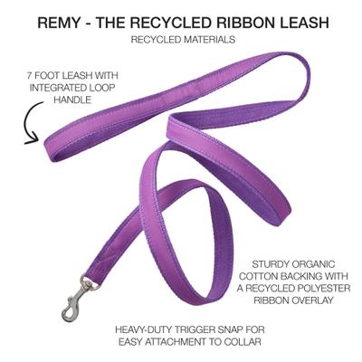 Show full view: Pet Passion Remy Recycled Ribbon Dog Leash, 7-ft long, 1-in wide, Purple slide 3 of 6